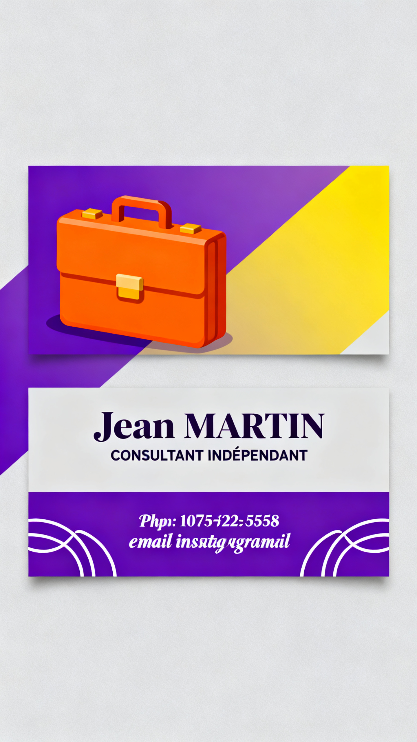 Carte de visite consultant version Canva amateur avec gradient violet et polices mélangées