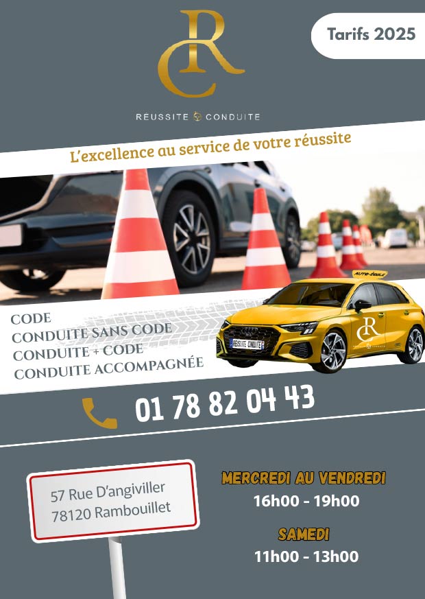 Flyer auto-école Réussite Conduite version Canva avant retouche