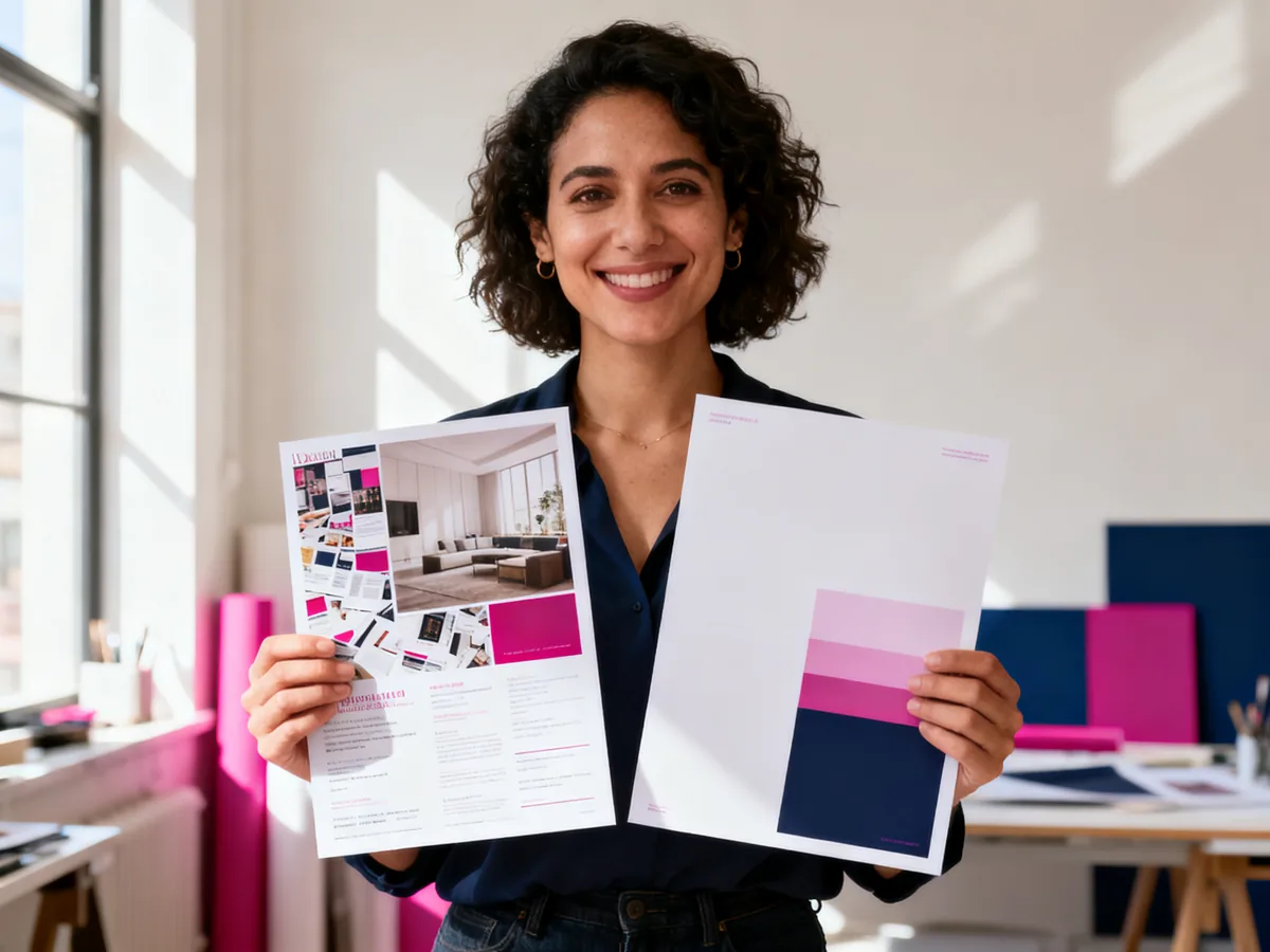 Directrice artistique présentant deux versions d'un même design : Canva amateur vs livrable professionnel