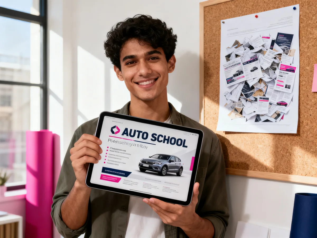 Illustration article : Avant / Après : transformation d'un flyer auto-école Canva