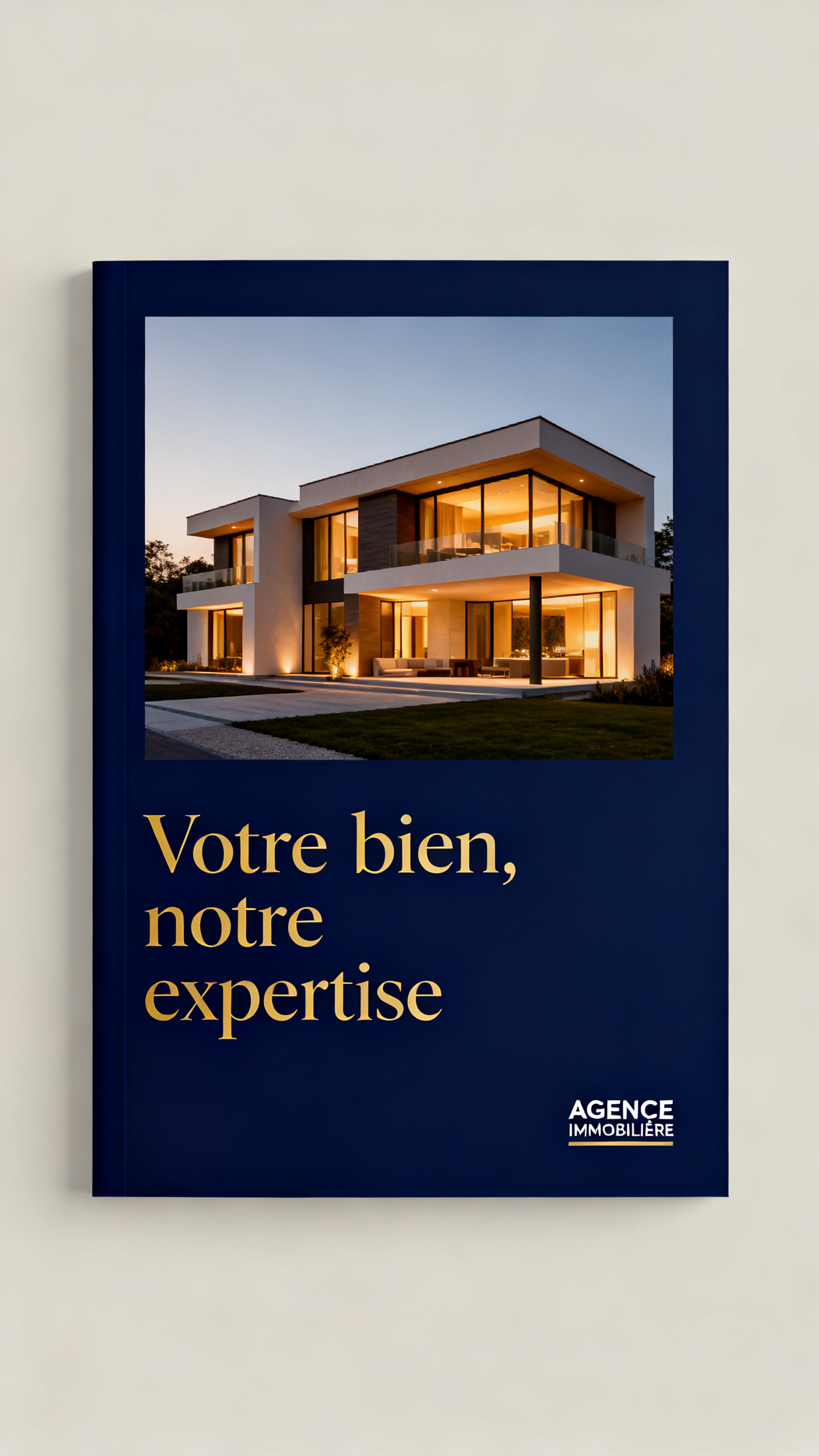 Plaquette agence immobilière version pro avec hero photo et identité premium