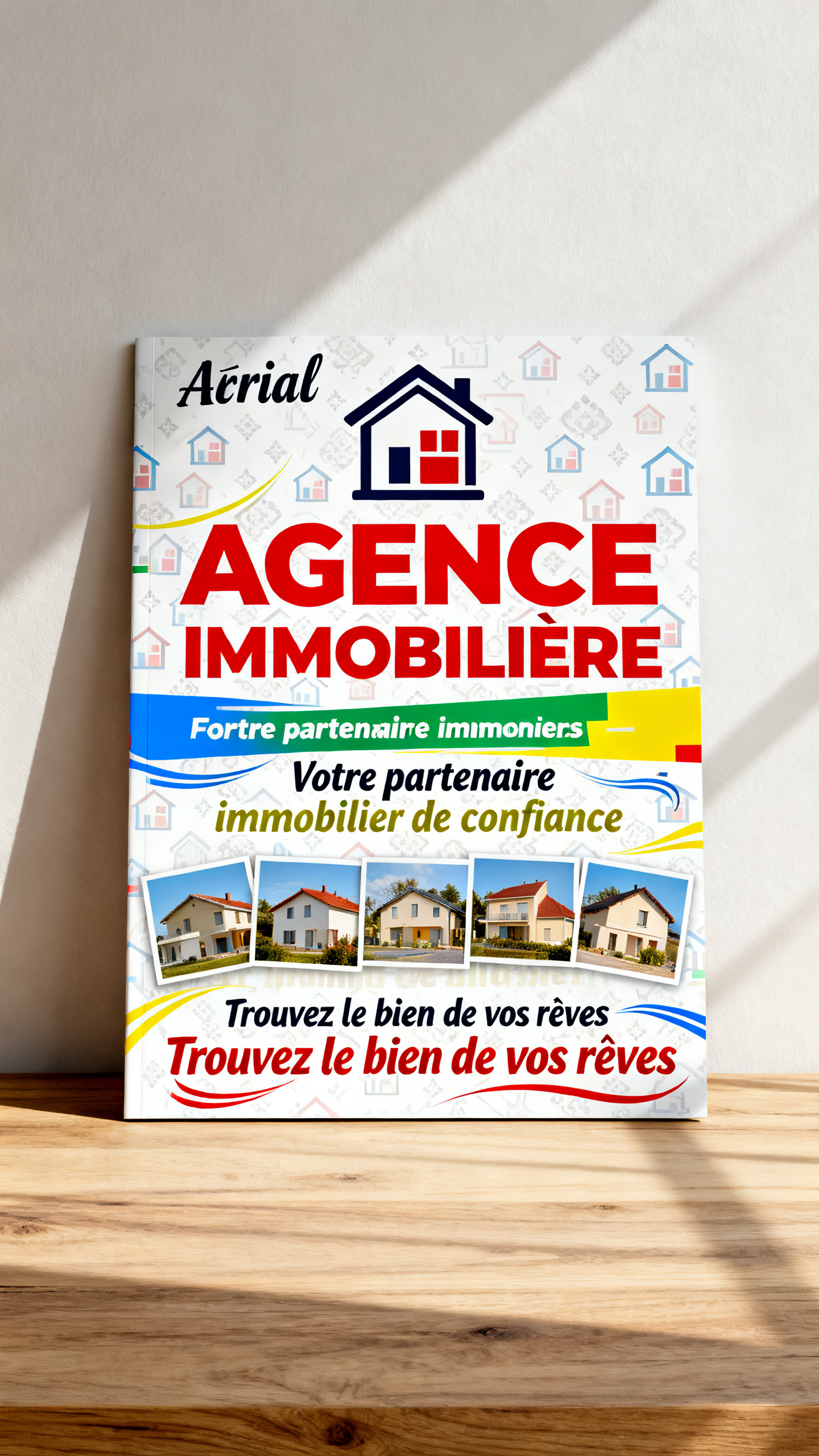 Plaquette agence immobilière version Canva amateur surchargée